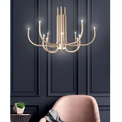 Viadurini Lighting Moderne Kronleuchter-13-flammiger LED-Kronleuchter aus weiß, schwarz oder gold lackiertem Metall - Skorpion