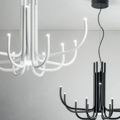 Viadurini Lighting Moderne Kronleuchter-13-flammiger LED-Kronleuchter aus weiß, schwarz oder gold lackiertem Metall - Skorpion