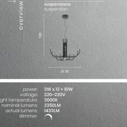 Viadurini Lighting Moderne Kronleuchter-13-flammiger LED-Kronleuchter aus weiß, schwarz oder gold lackiertem Metall - Skorpion