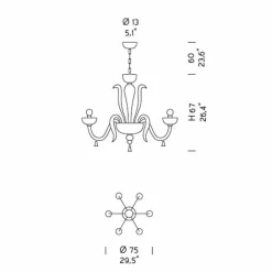 Viadurini Lighting Klassische Kronleuchter-6-flammiger venezianischer Glas-Kronleuchter, handgefertigt in Italien - Regina