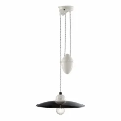 Ferroluce Pendelleuchten Vintage-Flaschenzug Lampe aus Keramik Melissa
