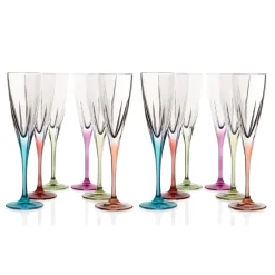 Viadurini Kitchen Italienisches Kristallgeschirr-Flötengläser aus farbigem oder transparentem Öko-Kristall 12 Stück - Amalgam
