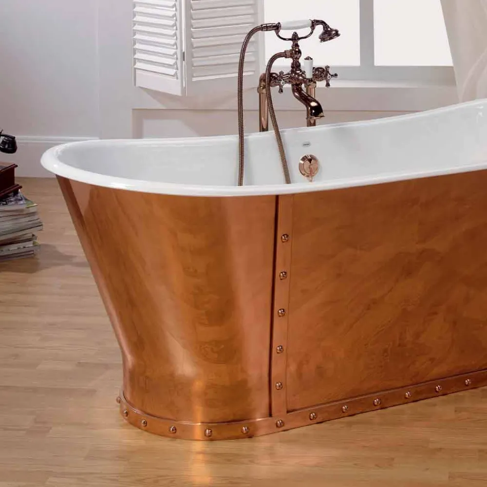 Viadurini Bathroom Freistehende Badewannen-Freestanding Badewanne aus Kupfer in modernem Design Henry