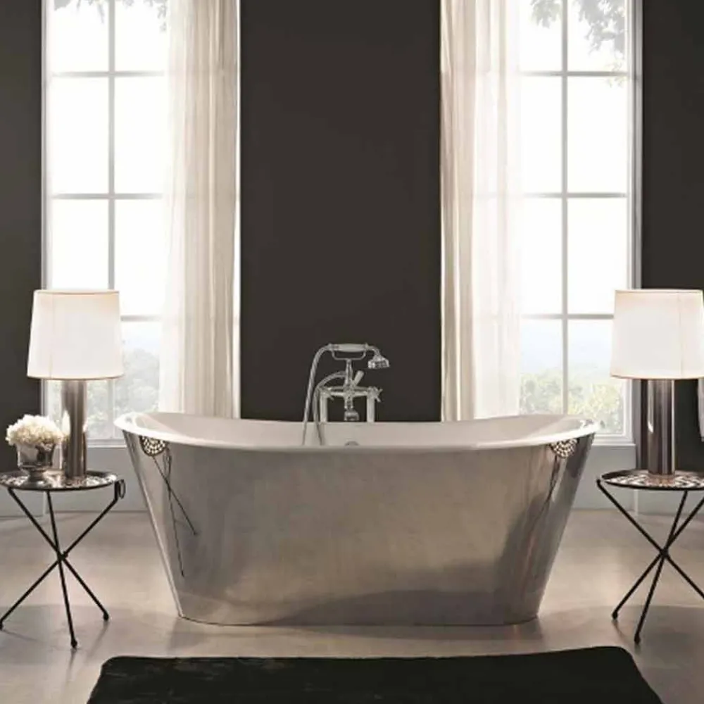 Viadurini Bathroom Freistehende Badewannen-Freestanding Badewanne mit Stahlbezug in modernem Design Sharon