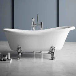 Viadurini Bathroom Freistehende Badewannen-Freestanding Badewanne, Viktorianisches Design aus Solid Surface - Rain