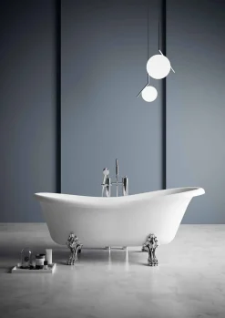 Viadurini Bathroom Freistehende Badewannen-Freestanding Badewanne, Viktorianisches Design aus Solid Surface - Rain