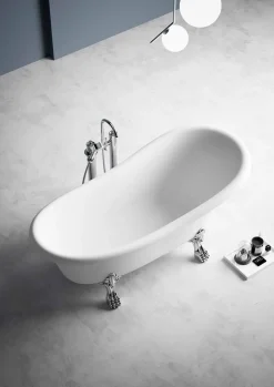 Viadurini Bathroom Freistehende Badewannen-Freestanding Badewanne, Viktorianisches Design aus Solid Surface - Rain