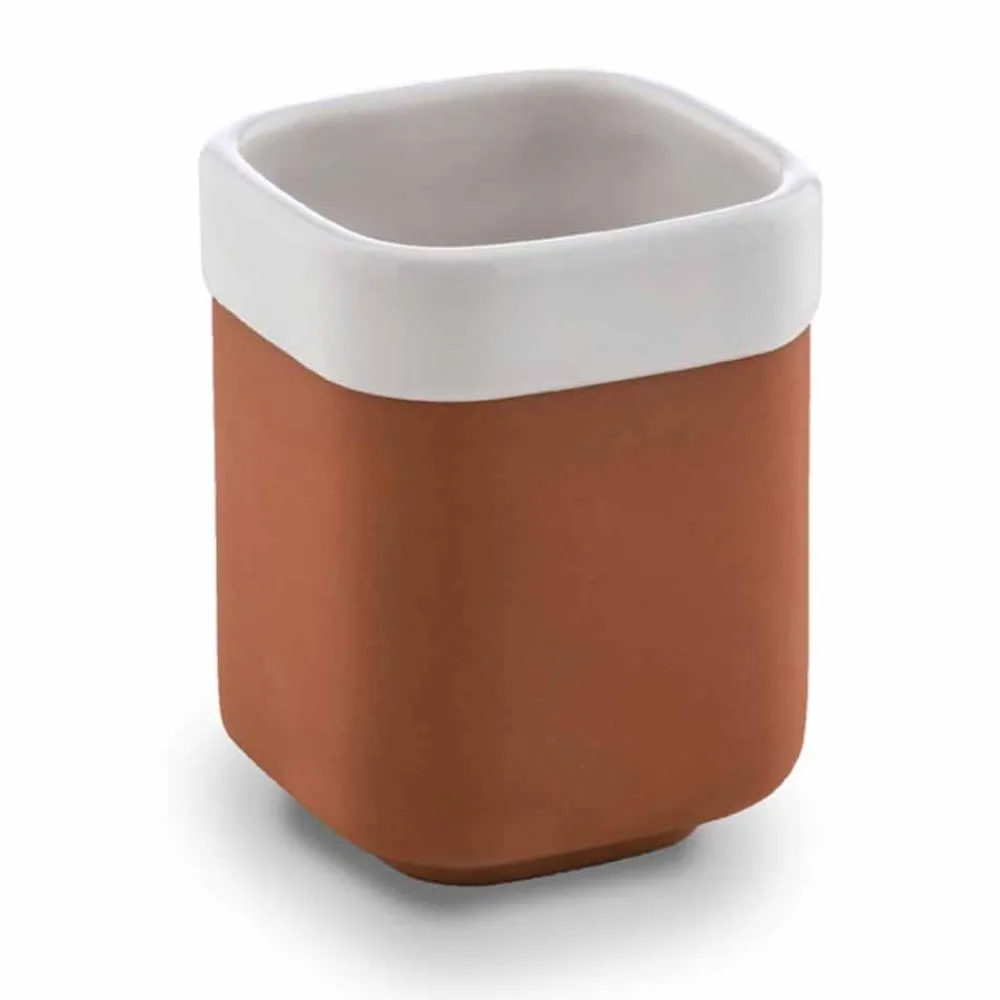 Viadurini Bathroom Badzubehör-Freistehende Badaccessoires aus Terrakotta und weißer Keramik - Terracotta