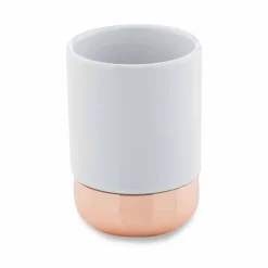 Viadurini Bathroom Badzubehör-Freistehende Badaccessoires aus weißem Porzellan mit Kupferdetails - Scampia