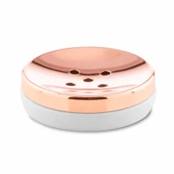 Viadurini Bathroom Badzubehör-Freistehende Badaccessoires aus weißem Porzellan mit Kupferdetails - Scampia