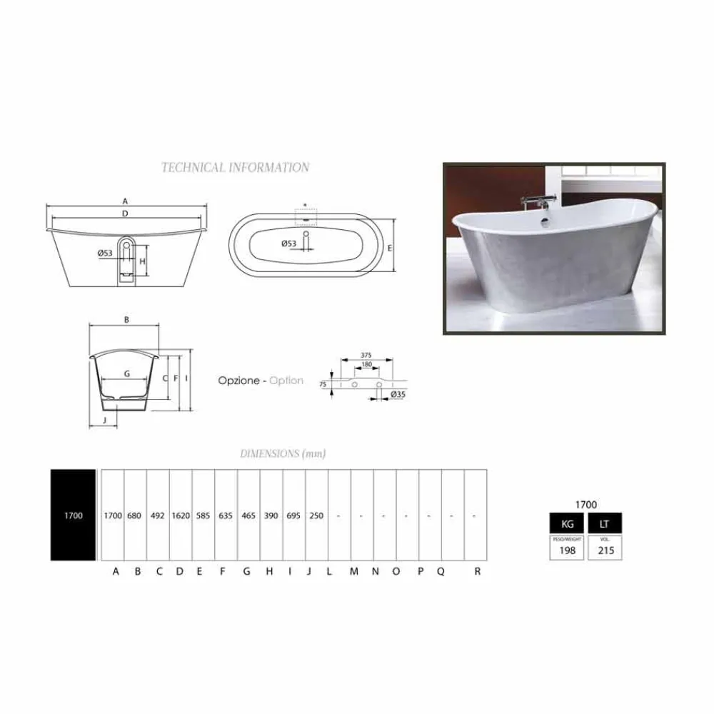 Viadurini Bathroom Freistehende Badewannen-Freistehende Badewanne aus Gusseisen in modernem Design Ida