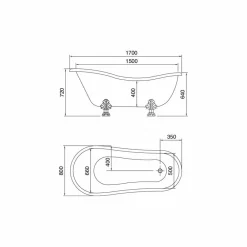 Viadurini Bathroom Freistehende Badewannen-Freistehende Badewanne aus Acryl im Vintage-Stil, hergestellt in Italien - Tabea