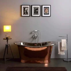 Viadurini Bathroom Freistehende Badewannen-Freistehende Badewanne im Vintage-Design mit Nickel- und Kupfer-Finish Angelica