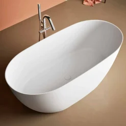 Viadurini Bathroom Freistehende Badewannen-freistehende Badewanne made in Italy, aus Solid Surface - Flow