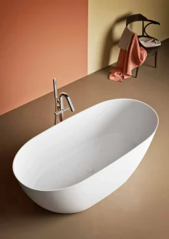 Viadurini Bathroom Freistehende Badewannen-freistehende Badewanne made in Italy, aus Solid Surface - Flow