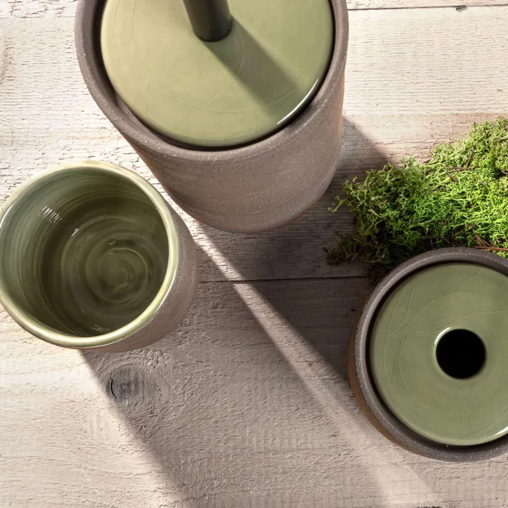 Viadurini Bathroom Badzubehör-Freistehende Badezimmeraccessoires aus feuerfestem Ton Made in Italy - Antonella