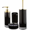 Viadurini Bathroom Badzubehör-Freistehende Badezimmeraccessoires aus schwarzem Glas und glänzendem goldenem Metall - Schwarz