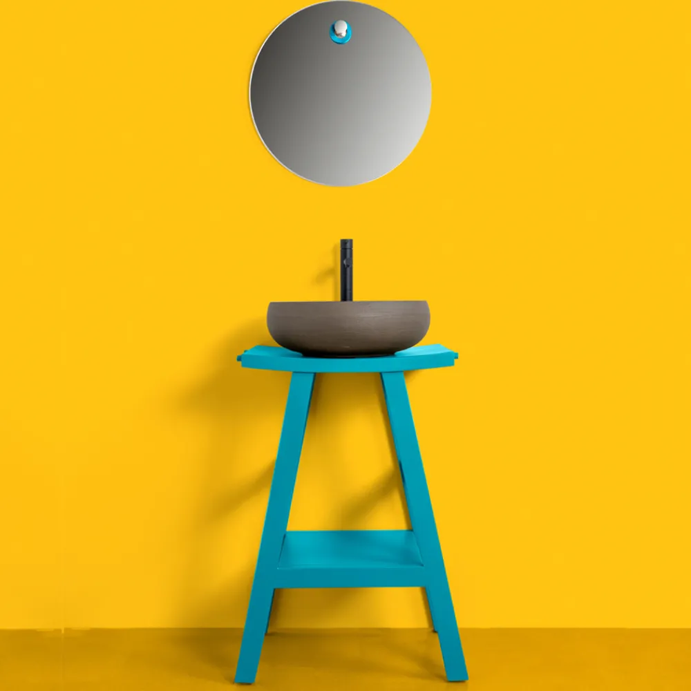 Viadurini Bathroom Badmöbel Stehend-Freistehende Badezimmerschrank-Komposition mit farbigen Accessoires - Maryse