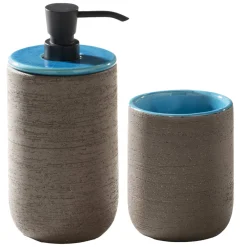 Viadurini Bathroom Badmöbel Stehend-Freistehende Badezimmerschrank-Komposition mit farbigen Accessoires - Maryse