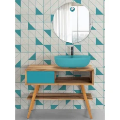 Viadurini Bathroom Badmöbel Stehend-Freistehender Badezimmerschrank mit Struktur aus Teakholz und Schublade aus Mahagoni - Benoit