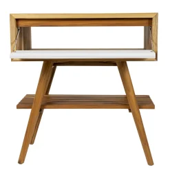 Viadurini Bathroom Badmöbel Stehend-Freistehender Badezimmerschrank aus natürlichem Teakholz mit weißer Mahagonischublade - Gatien