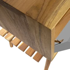 Viadurini Bathroom Badmöbel Stehend-Freistehender Badezimmerschrank aus natürlichem Teakholz mit Mahagoni-Schublade - Gatien