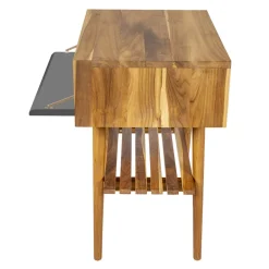 Viadurini Bathroom Badmöbel Stehend-Freistehender Badezimmerschrank aus natürlichem Teakholz mit Mahagoni-Schublade - Gatien