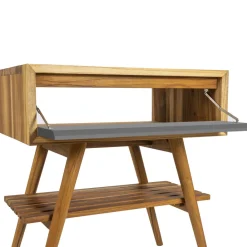 Viadurini Bathroom Badmöbel Stehend-Freistehender Badezimmerschrank aus natürlichem Teakholz mit Mahagoni-Schublade - Gatien