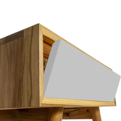 Viadurini Bathroom Badmöbel Stehend-Freistehender Badezimmerschrank aus natürlichem Teakholz mit Mahagoni-Schublade - Gatien