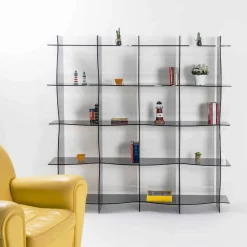 Viadurini Living Moderne Design Bücherregale-Freistehender Bücherschrank / moderne Designwand Pam Fumé, made in Italy