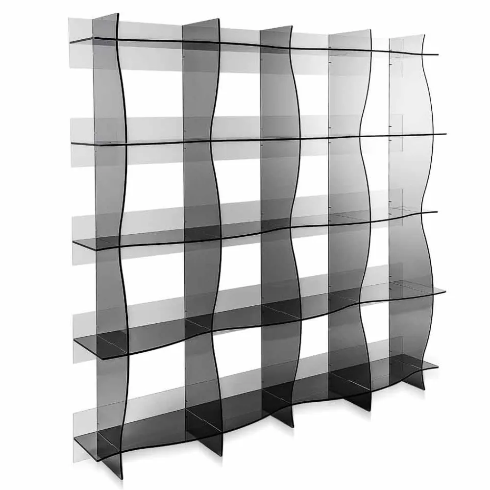 Viadurini Living Moderne Design Bücherregale-Freistehender Bücherschrank / moderne Designwand Pam Fumé, made in Italy