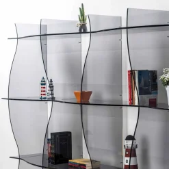 Viadurini Living Moderne Design Bücherregale-Freistehender Bücherschrank / moderne Designwand Pam Fumé, made in Italy