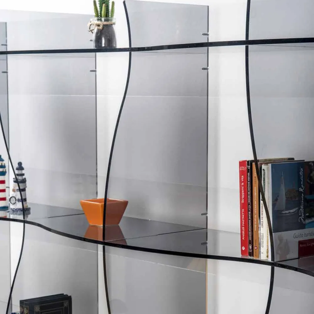 Viadurini Living Moderne Design Bücherregale-Freistehender Bücherschrank / moderne Designwand Pam Fumé, made in Italy