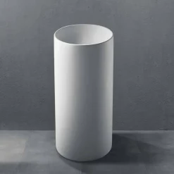 Viadurini Bathroom Harzwaschbecken-Freistehendes Badezimmer-Waschbecken aus weißem Harz mit zylindrischer Form - Libertine