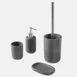 Viadurini Bathroom Badzubehör-Freistehendes Badezimmerzubehörset aus grauem Harz - Pailette