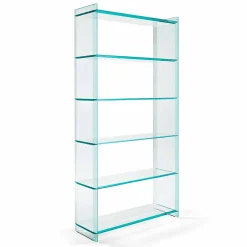 Viadurini Living Moderne Design Bücherregale-Freistehendes Bücherregal aus extra klarem Glas mit 6 Regalen Made in Italy - Ramen