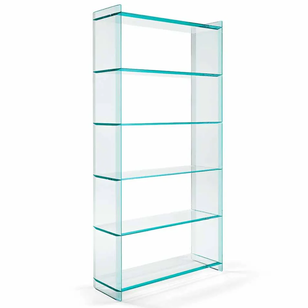 Viadurini Living Moderne Design Bücherregale-Freistehendes Bücherregal aus extra klarem Glas mit 6 Regalen Made in Italy - Ramen
