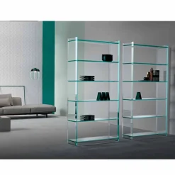 Viadurini Living Moderne Design Bücherregale-Freistehendes Bücherregal aus extra klarem Glas mit 6 Regalen Made in Italy - Ramen