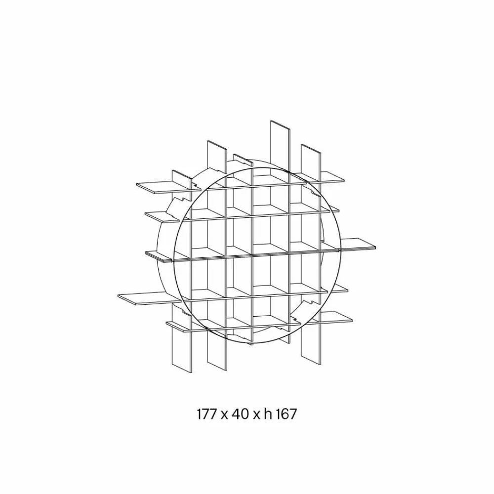 Viadurini Living Moderne Design Bücherregale-Freistehendes Circle Bücherregal aus extraklarem Glas und gebürstetem Schwarz - Marco