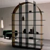 Viadurini Living Moderne Design Bücherregale-Freistehendes gewölbtes Bücherregal aus Rauchglas und gebürstetem Bronze-Design - Marco
