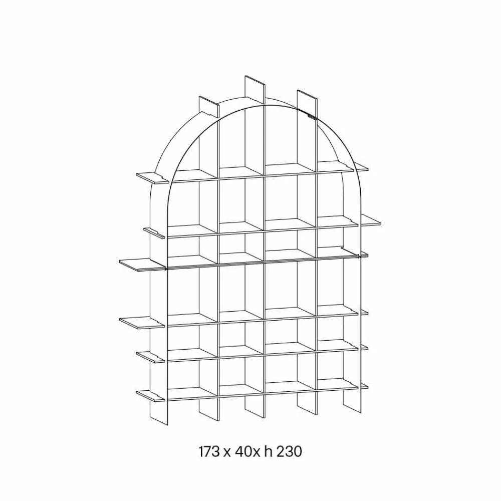 Viadurini Living Moderne Design Bücherregale-Freistehendes gewölbtes Bücherregal aus Rauchglas und gebürstetem Bronze-Design - Marco