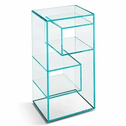 Viadurini Living Moderne Design Bücherregale-Freistehendes niedriges Wohnzimmer-Bücherregal aus extra klarem Glas - Linzy