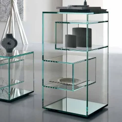 Viadurini Living Moderne Design Bücherregale-Freistehendes niedriges Wohnzimmer-Bücherregal aus extra klarem Glas - Linzy