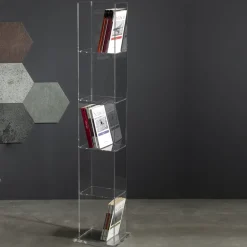 Viadurini Living Moderne Design Bücherregale-Freistehendes Säulen-Bücherregal aus transparentem Acrylglas - Corrige