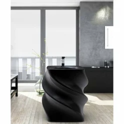 Viadurini Design Design Waschbecken Aus Solid Surface-Freistehendes Waschbecken schwarz in modernem Design Twist Made in Italy