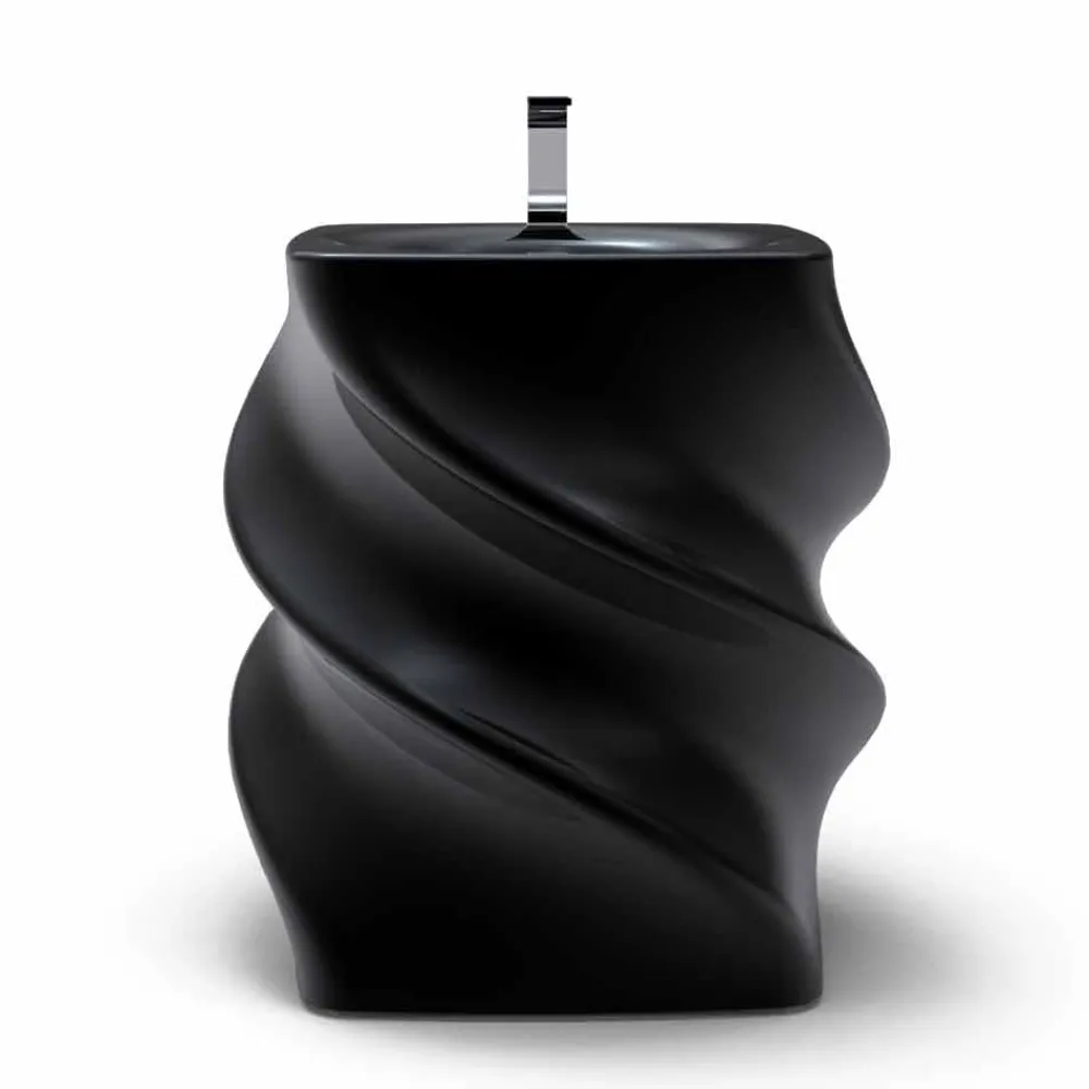 Viadurini Design Design Waschbecken Aus Solid Surface-Freistehendes Waschbecken schwarz in modernem Design Twist Made in Italy