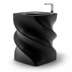 Viadurini Design Design Waschbecken Aus Solid Surface-Freistehendes Waschbecken schwarz in modernem Design Twist Made in Italy