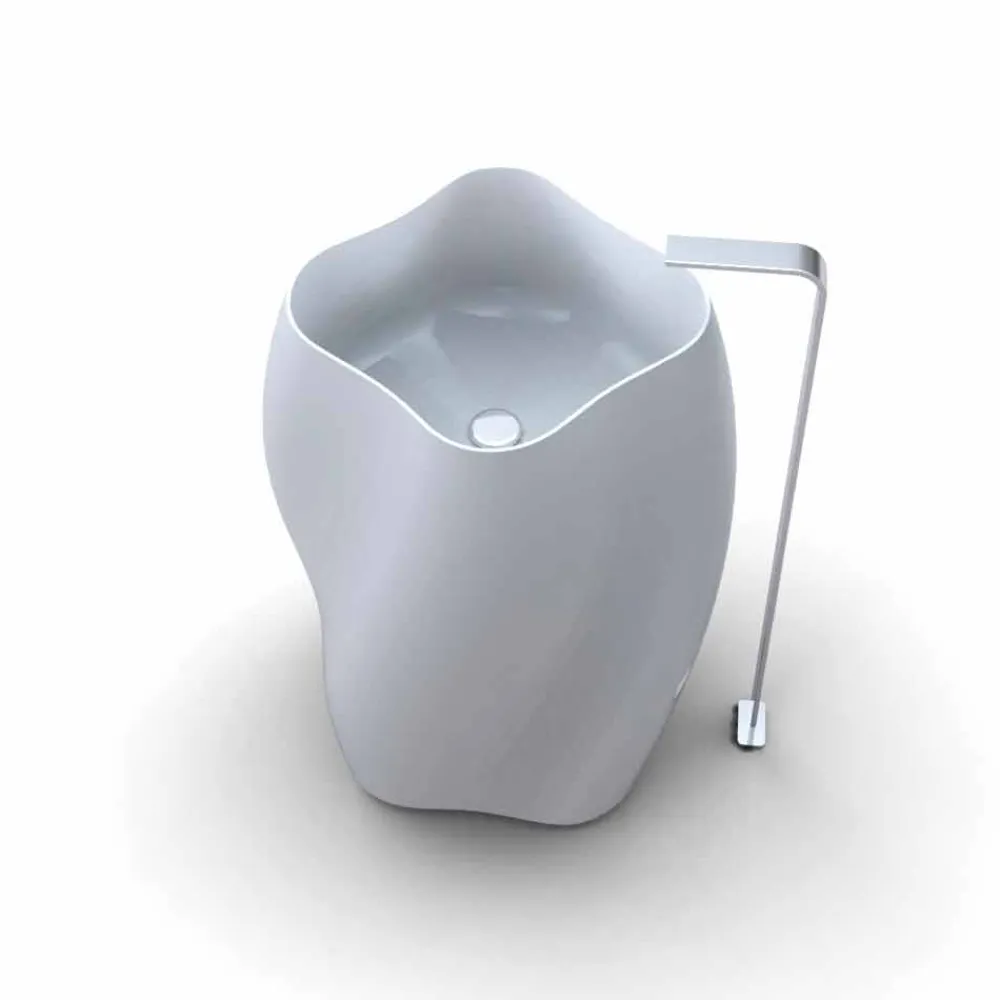 Viadurini Design Design Waschbecken Aus Solid Surface-Freistehendes Waschbecken in modernem Design Made in Italy