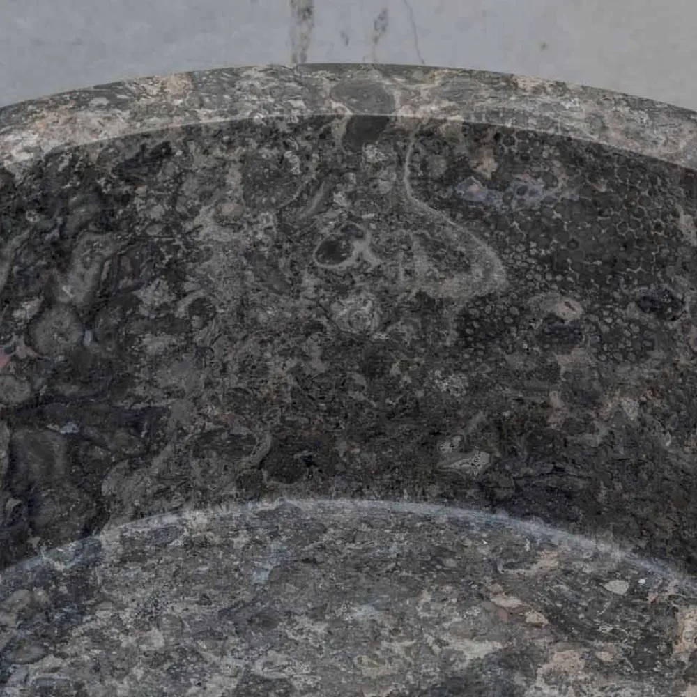 Viadurini Bathroom Steinwaschbecken-Freistehendes zylindrisches Badezimmerwaschbecken aus grauem Marmor - Cremino