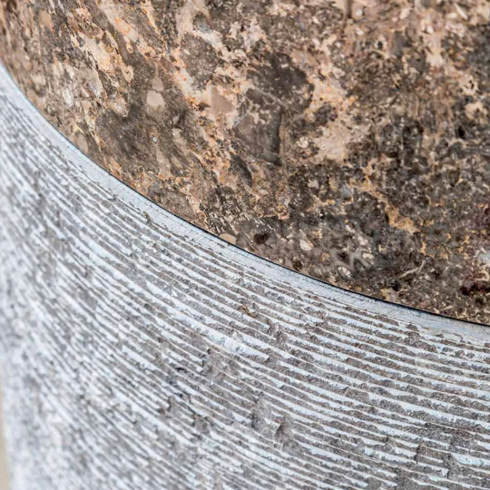 Viadurini Bathroom Steinwaschbecken-Freistehendes zylindrisches Badezimmerwaschbecken aus grauem Marmor - Cremino